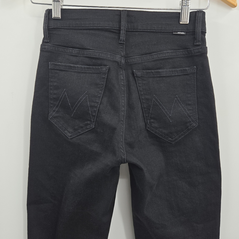 Mother Insider Crop Step Fray Not Guilty Black Denim - Picture 9 of 16